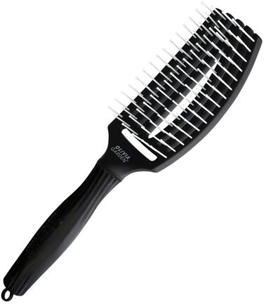Щітка для волосся Olivia Garden Fingerbrush Care Iconic з нейлоновими щетинками для легкого розплутування та стайлінгу, Black Medium