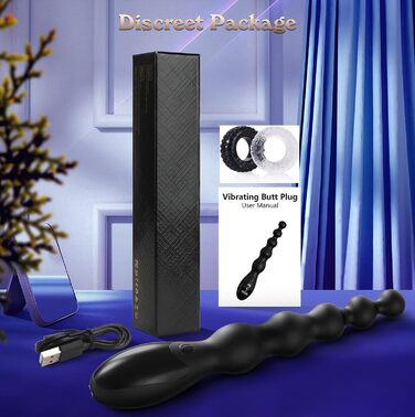 Вібруючий анальний плаг, кулі, масажер простати, вібруючий аналізатор, чоловічий мастурбатор, секс-іграшка для дорослих, 9 режимів вібрації, з 2 кільцями для чоловіків