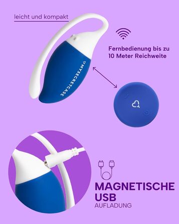 Віброяйце з дистанційним керуванням MySecretCase – вібратор для чоловіків, жінок та пар, стимулятор G-точки, для дорослих, блакитний