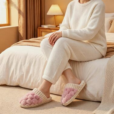 Жіночі зимові домашні капці з ефектом пам'яті (Memory Foam), теплі та м'які, персиково-рожеві, розмір 38.5/40 EU