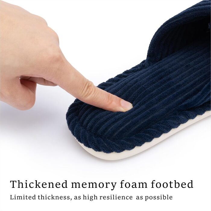 Жіночі капці Chantomoo з ефектом пам'яті (Memory Foam), відкриті пальці, вельветові домашні тапочки для ванної та спальні, протиковзкі, колір сапфіровий синій, розмір 35/36 EU