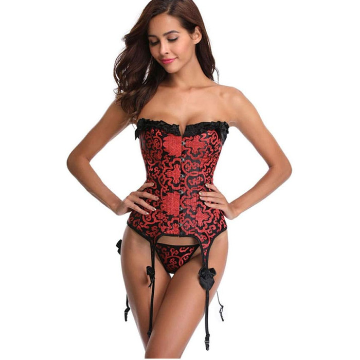 Корсет-бюстгальтер з мереживом N/X, Overbust, для шоу, плюс сайз XL, сатиновий