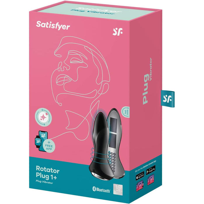 Satisfyer Rotator Plug 1 Connect: вібратор-анальний для чоловіків та жінок | Bluetooth, IPX7, 13.5 см | Чорний