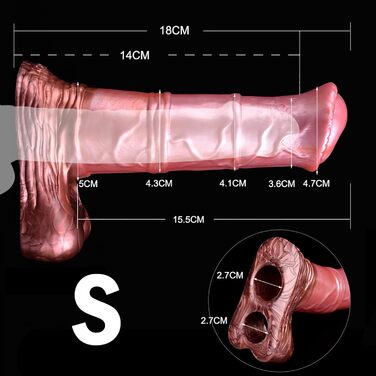 Силіконовий презерватив-накладка на пеніс ScreaAss з кільцями, реалістичний дизайн, червоний, L