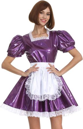 Квіткове PVC-плаття для перевдягання з квадратним вирізом, фіолетове, 3XL