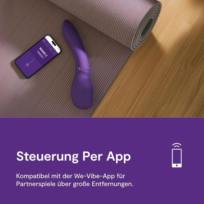 We-Vibe Wand 2: Масажер-вібратор для жінок - бездротовий, з керуванням через додаток, 10 рівнів інтенсивності, тихий, водонепроникний, перезаряджається. Колір: фіолетовий