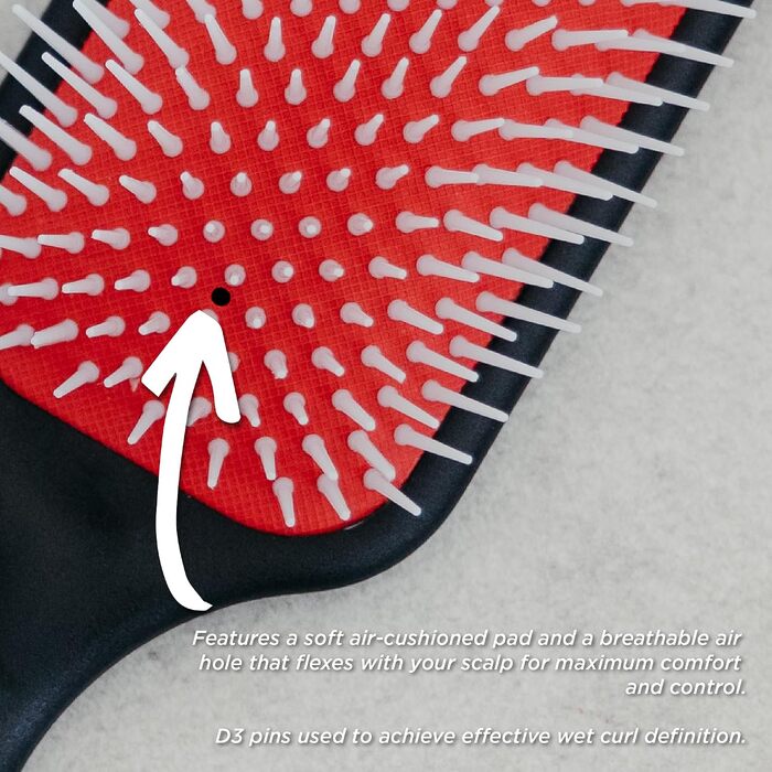 Щітка для волосся Denman D38 Paddle Brush для розплутування та стайлінгу вологого і сухого волосся (кучеряве, густе, пряме), чорна/червона/біла