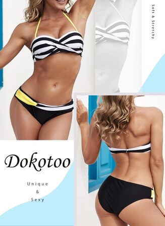 Бікіні Dokotoo Bandeau з пуш-ап ефектом, роздільний купальник, жовтий, розміри S-2XL