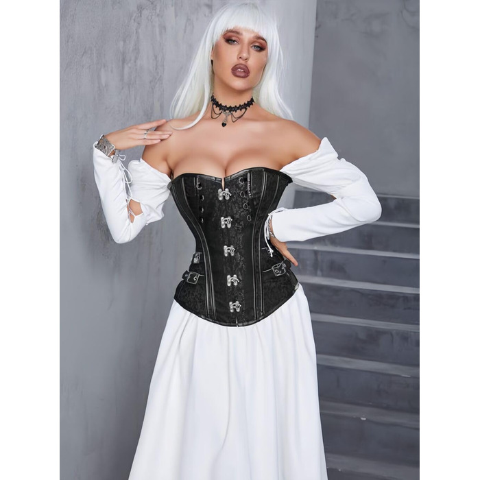 Корсет Steampunk KUOSE для повних грудей з екошкіри, чорний, розміри S-6XL