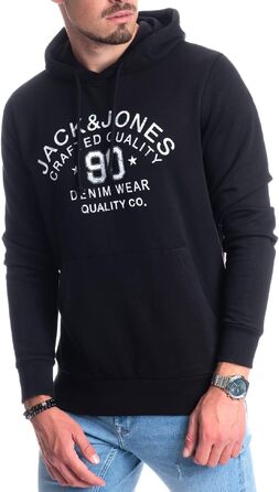 Чоловічий худі Jack & Jones з логотипом, чорний (розмір 3XL)
