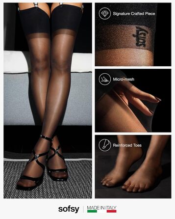 Чорні мереживні панчохи з поясом Softy Sheer XL, 15 Den