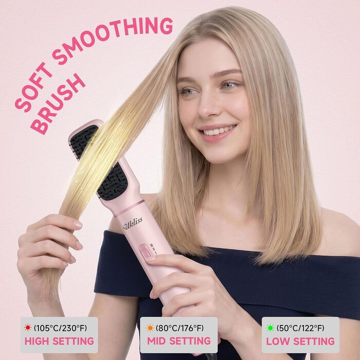 Мультистайлер для волосся 5 в 1 UKLISS Airstyler: фен, вирівнювач, круглі щітки та локони, чорний/рожевий