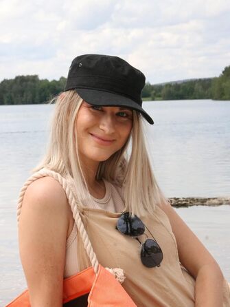 Унісекс військова кепка styleBREAKER з бавовняного канвасу, чорна — регульований розмір 56-60 см, захисний козирок 7 см