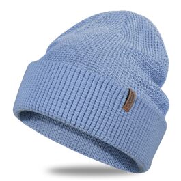 Зимова шапка-біні з мериносової вовни Outdoor Shaping для чоловіків та жінок, тепла в'язана шапка з відкидним манжетом, сіра/чорна/блакитна