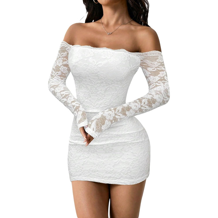 Вечіркове міні-плаття WeatyRock з довгим рукавом, мереживом, готичний стиль, біле, розмір M