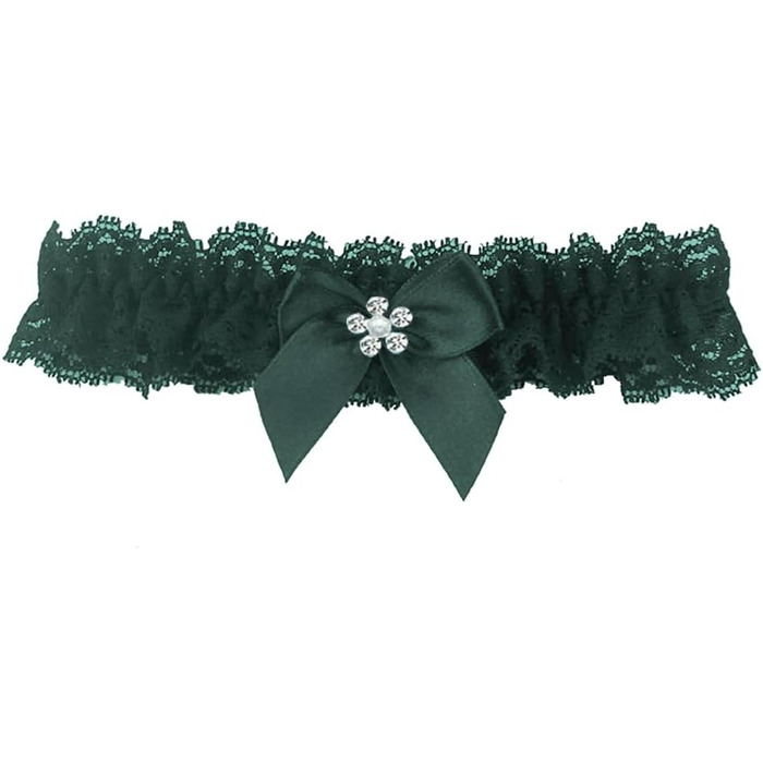 Стрічка на ногу мереживна LeJulyeekay для нареченої, весілля, темно-зелена