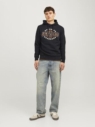 Чоловіча велика худі Jack & Jones Plus Size з логотипом, чорна