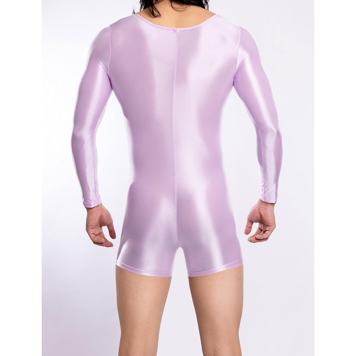 Комбінезон AIEOE для чоловіків, блискучий, прозорий, спортивний, танцювальний, обтислий, сексуальний, боді, XL (фіолетовий)