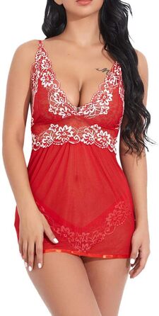 Сексуальна спідниця-сорочка з глибоким V та відкритим верхом, червона, розмір L
