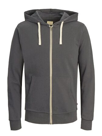 Чоловіча толстовка-худі на блискавці JACK & JONES Jjeholmen Noos, сіра (Asphalt), розмір XL, Regular Fit