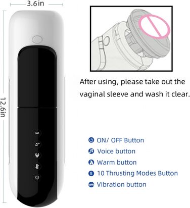 Електричний мастурбатор для чоловіків з 10 телескопічними та 10 вібраційними режимами - секс-іграшки для чоловіків