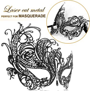 Маскарадні маски для жінок та чоловіків, пара, венеціанська маска, римсько-грецька маска для Хелловіну, костюм, вечірка, бал Black Phoenix Set