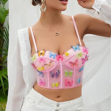 Топ-бралетта Tetudineu з квітковою вишивкою, рожевий (L)