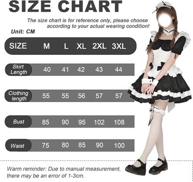Сукня горничної чорно-біла YushengTai, костюм горничної для косплею, карнавалу, Хелловіну, 3XL