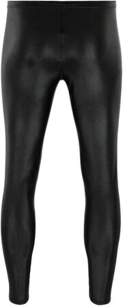 Чоловічі лосини ML-Sport24 з ефектом мокрого блиску, чорні, з блискавкою на кроці, еластичні, 80% поліамід, 20% еластан