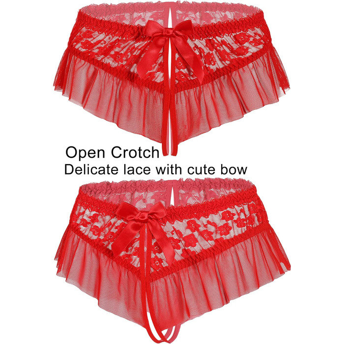 Сексуальні труси Avidlove для жінок, бікіні-спідниця, мереживо, труси з милим бантиком, 1–4 шт., кармінний колір, розмір XXL