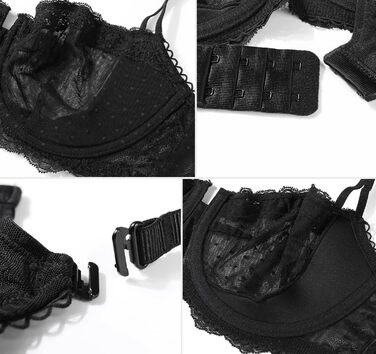 Чорний балконетний бюстгальтер DotVol з пуш-ап, великі розміри, без підкладки, 85B