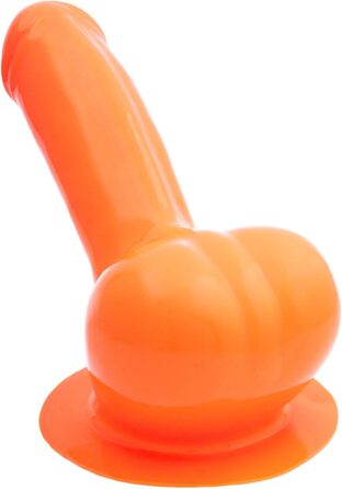 TOYLIE Latex Пеніс-чохол, 13 см, неоновий оранжевий, з платформою для кріплення до латексного одягу. Чохол для пеніса з мішком та виразною головкою, виготовлено в Німеччині.