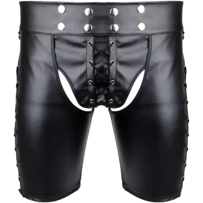 Боксери-шорти з еластичної шкіри (PU) для клубів та еротичних вечірок, чорного кольору, розмір XL