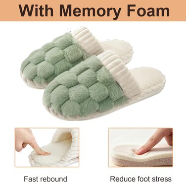 Жіночі зимові домашні капці з ефектом пам'яті (Memory Foam), теплі та м'які, м'ятно-зелені, розмір 38.5/40 EU