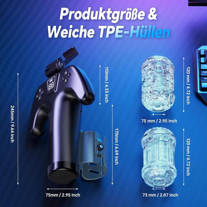 Електричний мастурбатор для чоловіків з тримачем для телефону та двосторонніми кнопками, 5 режимів, 1-10 см хід, мастурбатор для чоловіків