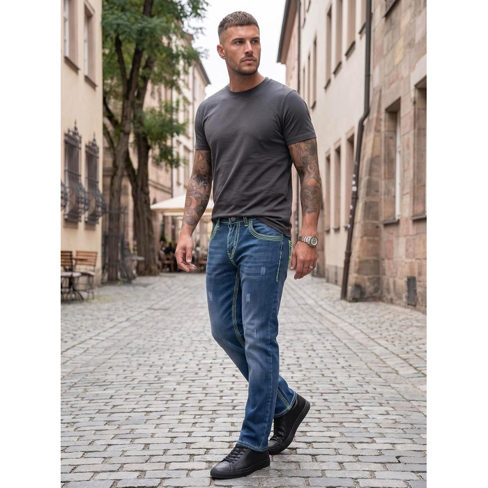 Чоловічі джинси Rock Creek Denim M33 з товстими швами, сині (31W / 32L, Rc-2271)