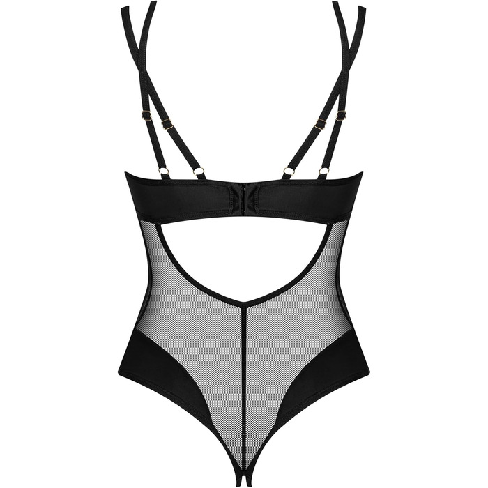 Сексуальний жіночий комплект спідньої білизни Selente Love & Fun: боді/відкритий боді та шовкова маска для очей, чорний, шнурівка (XL-XXL)