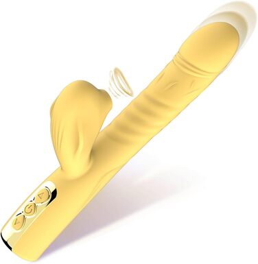 Вібратор JFRong 3-в-1 для жінок: G-точка, клітора та анус. 8 режимів, 5 режимів вакууму, тихий силіконовий масажер для дорослих. Колір: жовтий