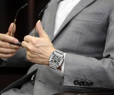 Чоловічий наручний годинник OLEVS Chronograph (2958 Срібло) — класичний кварцовий годинник з японським механізмом, шкіряним ремінцем, календарем та водою стійкістю