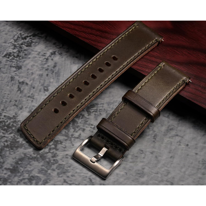 Вінтажний шкіряний ремінець для годинника Horween зі швидким випусканням, 24мм, зелений