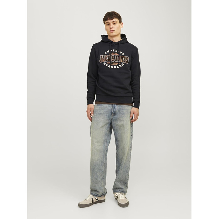 Чоловіча велика худі Jack & Jones Plus Size з логотипом, чорна