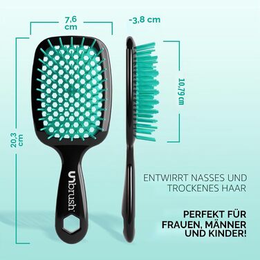 Щалинка для волосся FHI Heat UNbrush — розплутуюча антистатична щітка DuoFlex для вологого та сухого волосся всіх типів, колір Лагуна Блю