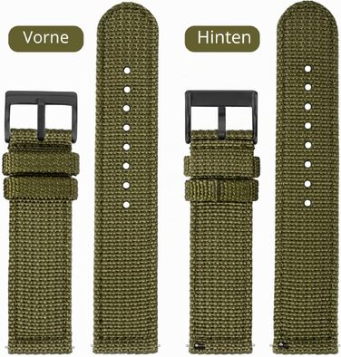 Нейлоновий ремінець для годинника TStrap 18мм в стилі NATO, військовий текстильний браслет із швидким випуском, колір Зелений/Чорна пряжка, універсальний для чоловіків та жінок
