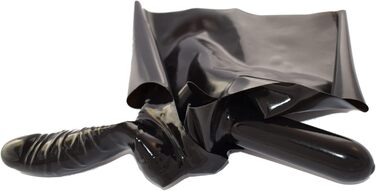 Латексний сліп з пеніс-карманом - сексуальні латексні шорти та анальний презерватив для чоловіків, чорний, 0.4 мм, XL