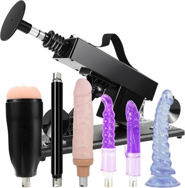 Автоматичний секс-автомат з функцією стимуляції для жінок та чоловіків, регульований вібратор з реалістичними насадками-дильдо та мастубатором, чоловічий секс-автомат з анальним дильдо для сексуальних іграшок