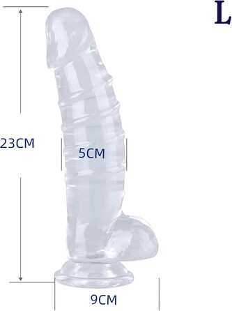 Анальний дилда BDSMLOVE, великий, прозорий, з присоском, для жінок та чоловіків