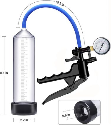 Пумпа для збільшення пеніса з манометром для покращення потенції, збільшення розміру та як допоміжний засіб для ерекції. Має механізм