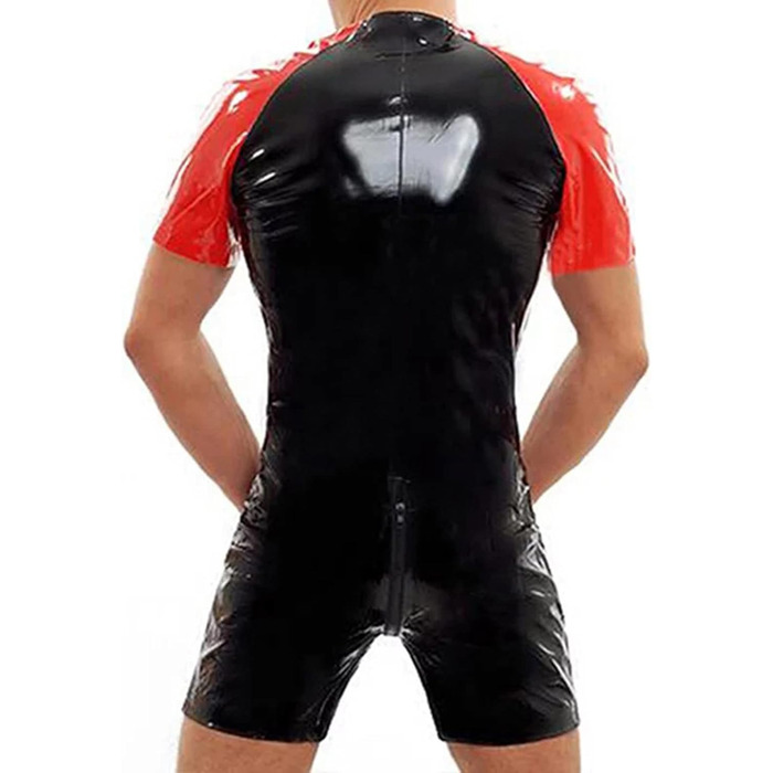 Чоловічий еротичний костюм: сексуальна жилетка з латексу та шкіри, футболка, чорний колір, розмір 7XL