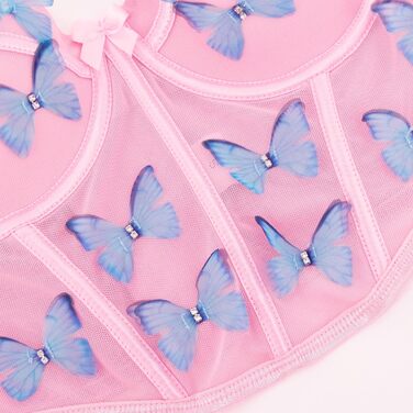 Топ-бралетта з квітковою вишивкою Tetudineu для жінок, рожевий, блакитний (S)