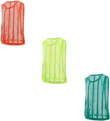 Трійка жіночих майок-топів YAHWULAI з прозорою сіткою, без рукавів, стильний круглий виріз (3 шт: світло-зелений+червоний+світло-зелений, M)